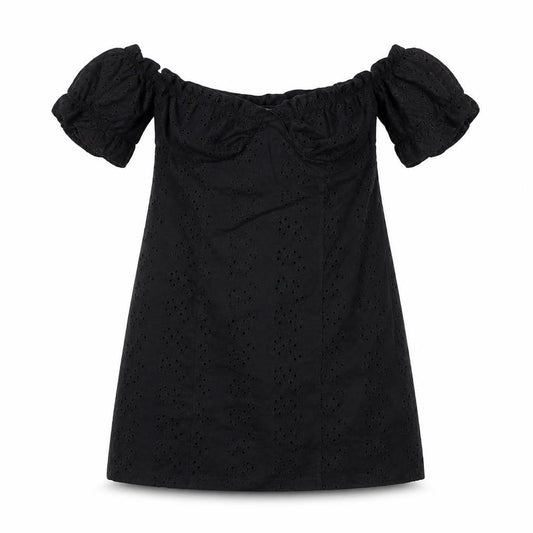 Front view of ASOS Black Off the Shoulder Women's Dress, size 12