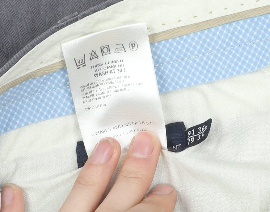 Marks and Spencer Men's Blue Chino Trousers - Size L