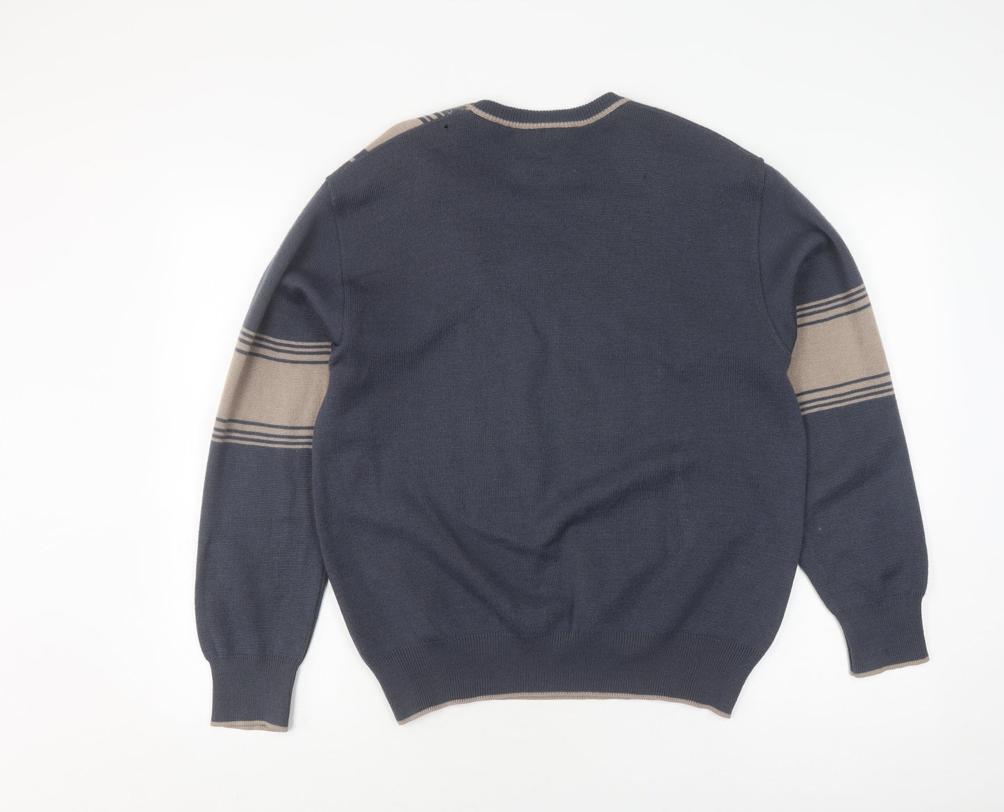 Gabicci Men's Blue Geometric V-Neck Jumper Small