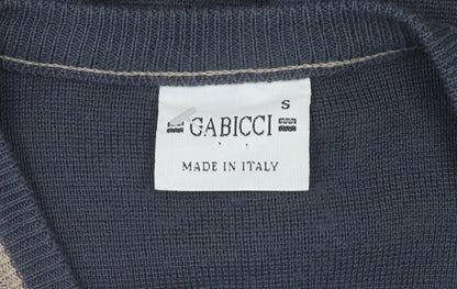 Gabicci Men's Blue Geometric V-Neck Jumper Small