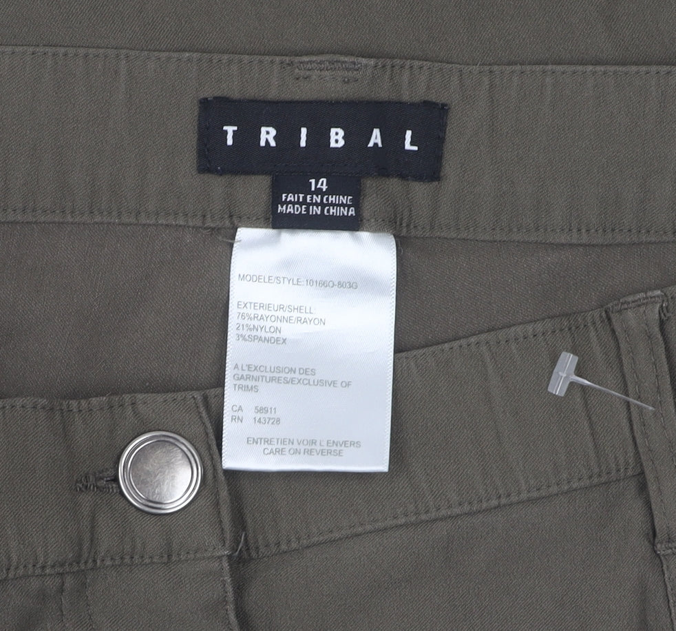 Tribal Women's Brown Trousers, Size 14, Button Closure