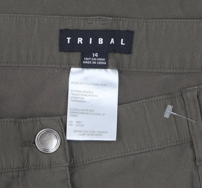 Tribal Women's Brown Trousers, Size 14, Button Closure