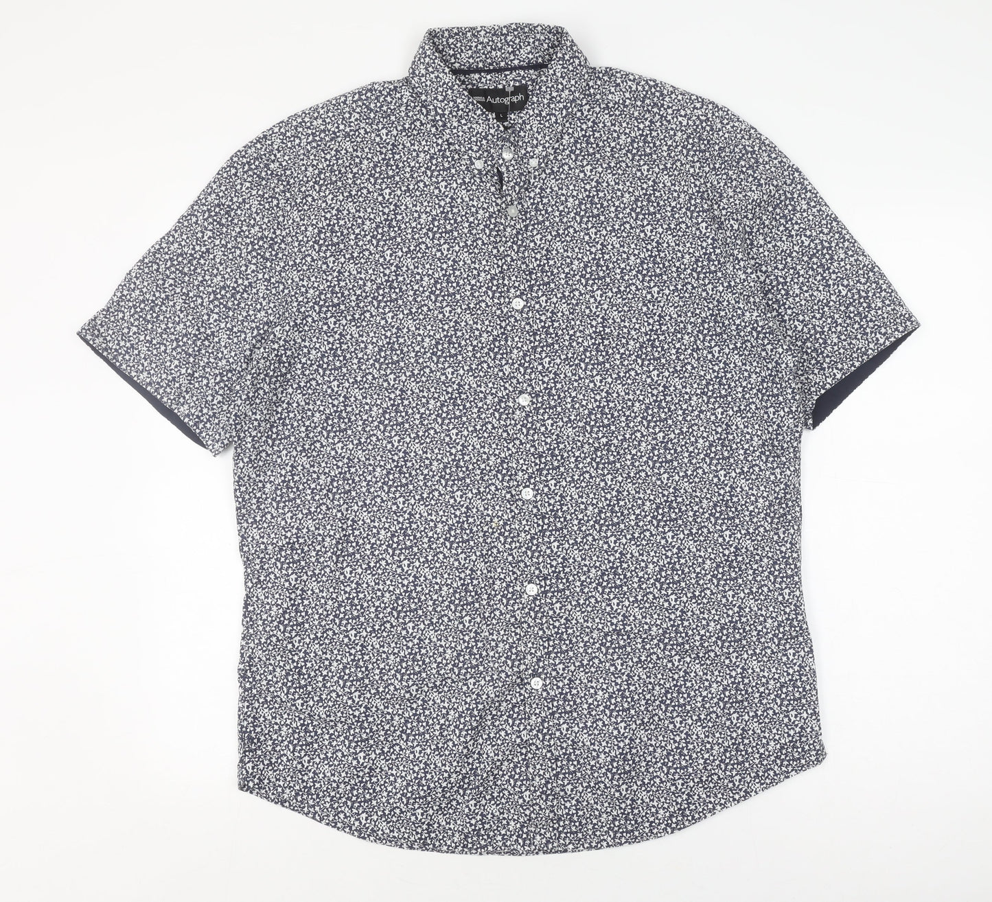 Marks & Spencer Men's Blue Floral Slim Fit Shirt