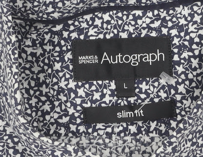 Marks & Spencer Men's Blue Floral Slim Fit Shirt
