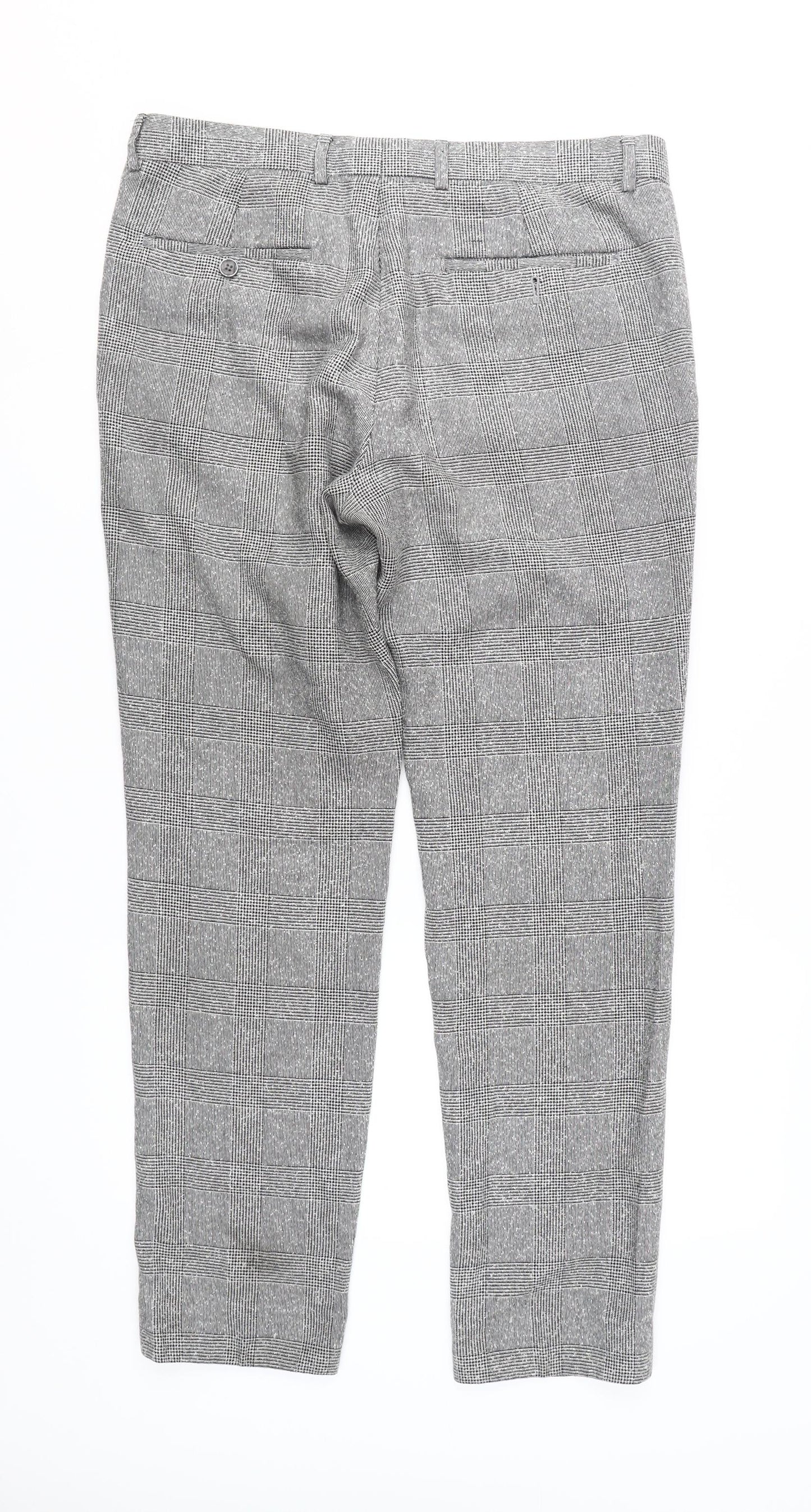 Moss London Grey Check Dress Pants, Men's 34 in Slim Fit