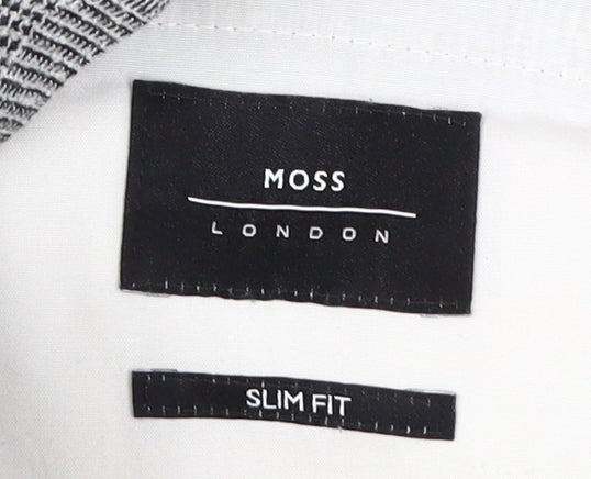 Moss London Grey Check Dress Pants, Men's 34 in Slim Fit