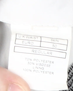 Moss London Grey Check Dress Pants, Men's 34 in Slim Fit