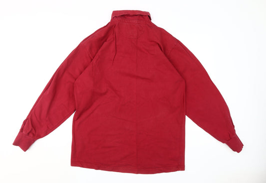 Dehavilland Men's Red Long Sleeve Polo Shirt L