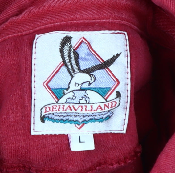 Dehavilland Men's Red Long Sleeve Polo Shirt L