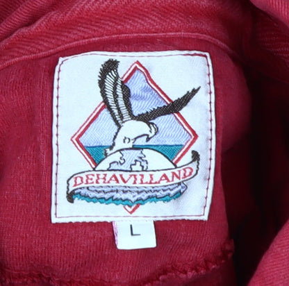 Dehavilland Men's Red Long Sleeve Polo Shirt L