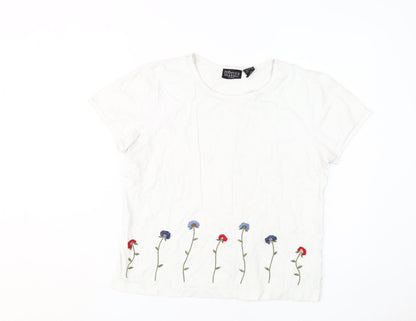 Rebecca Malone Women’s White Embroidered T-Shirt L