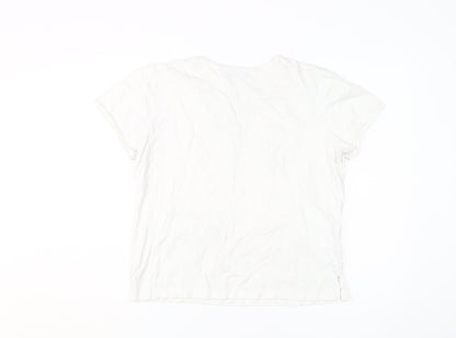 Rebecca Malone Women’s White Embroidered T-Shirt L