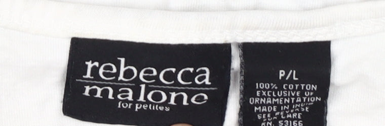 Rebecca Malone Women’s White Embroidered T-Shirt L