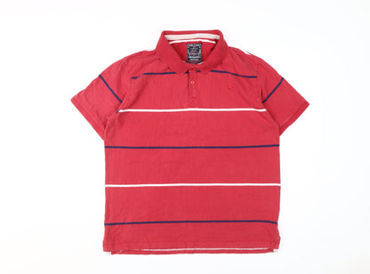 Cargo Quay Men's Red Striped Polo Shirt XL
