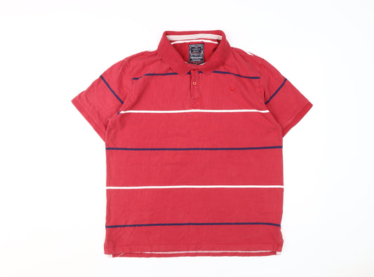 Cargo Quay Men's Red Striped Polo Shirt XL