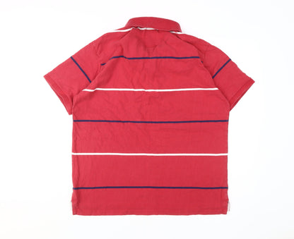 Cargo Quay Men's Red Striped Polo Shirt XL