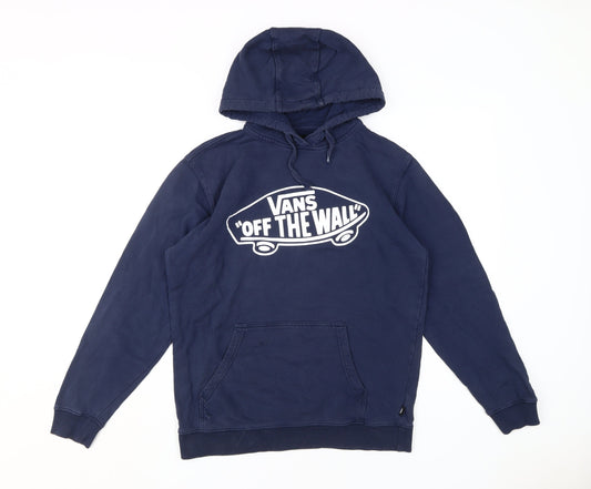 Vans Men's Blue Hoodie Small Skateboarding Logo Style