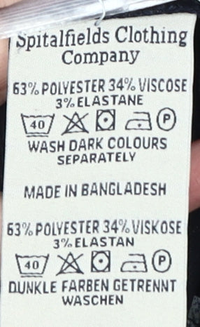 Spitalfields Men's Black Slim Fit Striped Trousers, 34