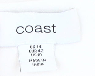 Coast Ivory Slip Dress Women Size 14 Floral Embroidered