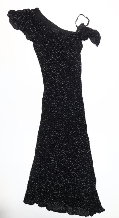ASOS DESIGN Women's Black Polka Dot Bodycon Midi Dress Size 14
