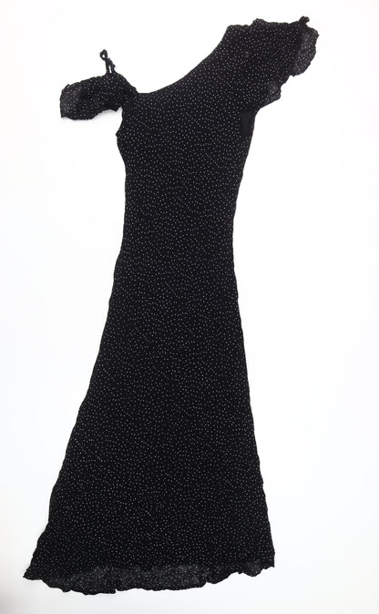 ASOS DESIGN Women's Black Polka Dot Bodycon Midi Dress Size 14