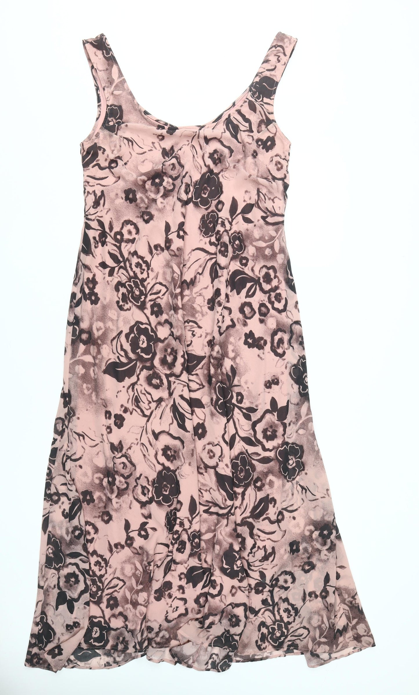 ASOS DESIGN Pink Floral A-Line Women's Midi Dress Size 14