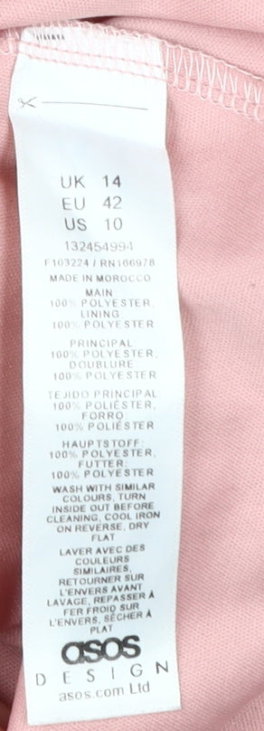 ASOS DESIGN Pink Floral A-Line Women's Midi Dress Size 14