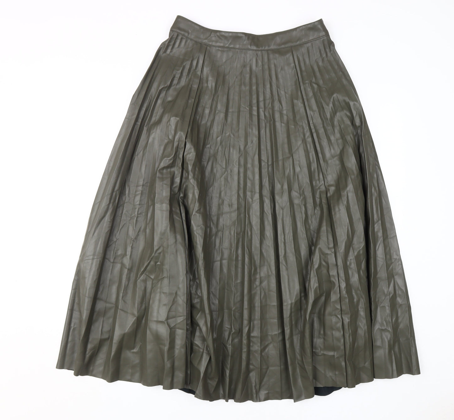 Next Women's Green Pleated Midi Skirt, Size 10