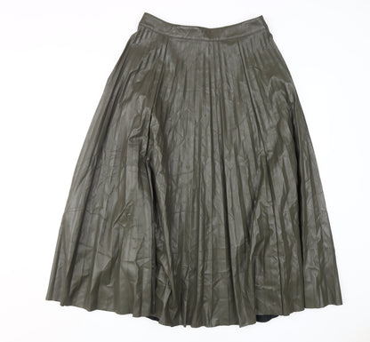 Next Women's Green Pleated Midi Skirt, Size 10