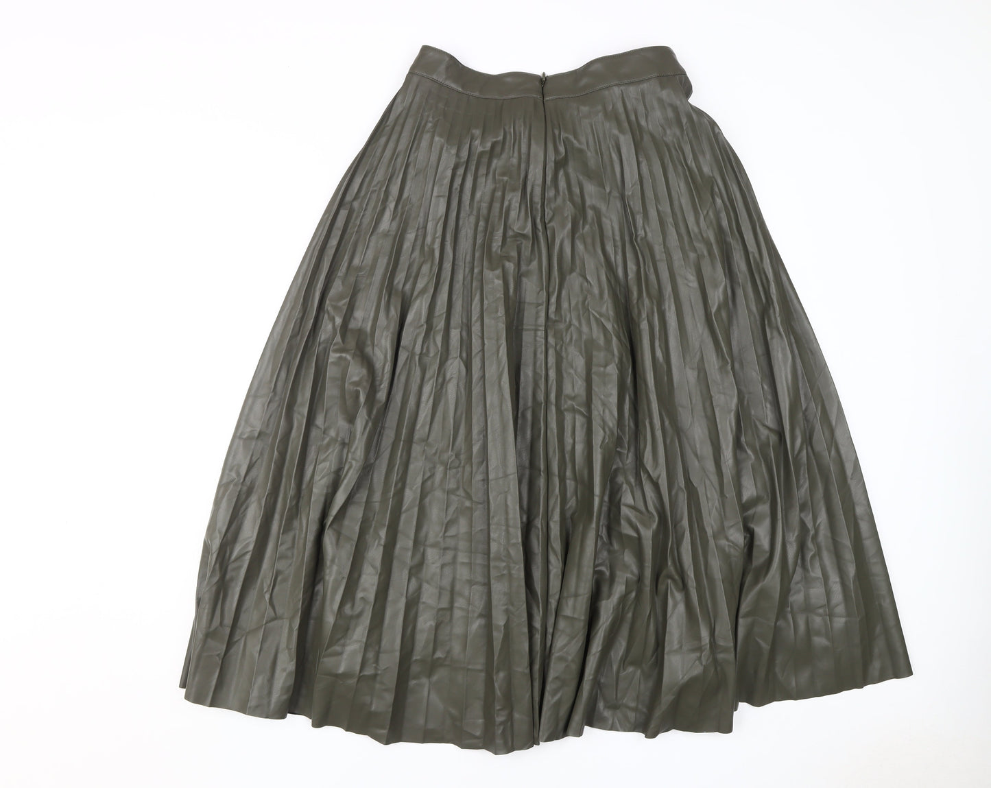 Next Women's Green Pleated Midi Skirt, Size 10