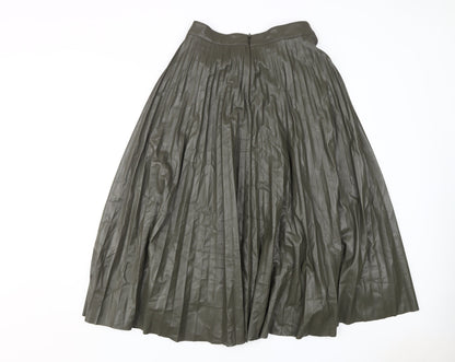 Next Women's Green Pleated Midi Skirt, Size 10