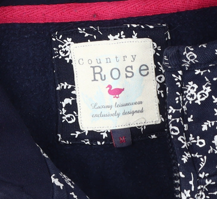 Country Rose Blue Floral Full Zip Sweatshirt M