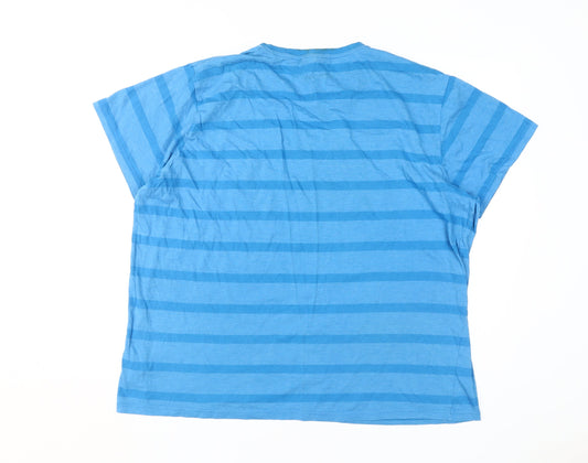 Lee Cooper Men Blue Striped T-Shirt 2XL, Cotton Blend