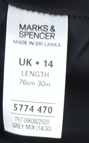 Marks and Spencer Women's Grey A-Line Midi Skirt Size 14