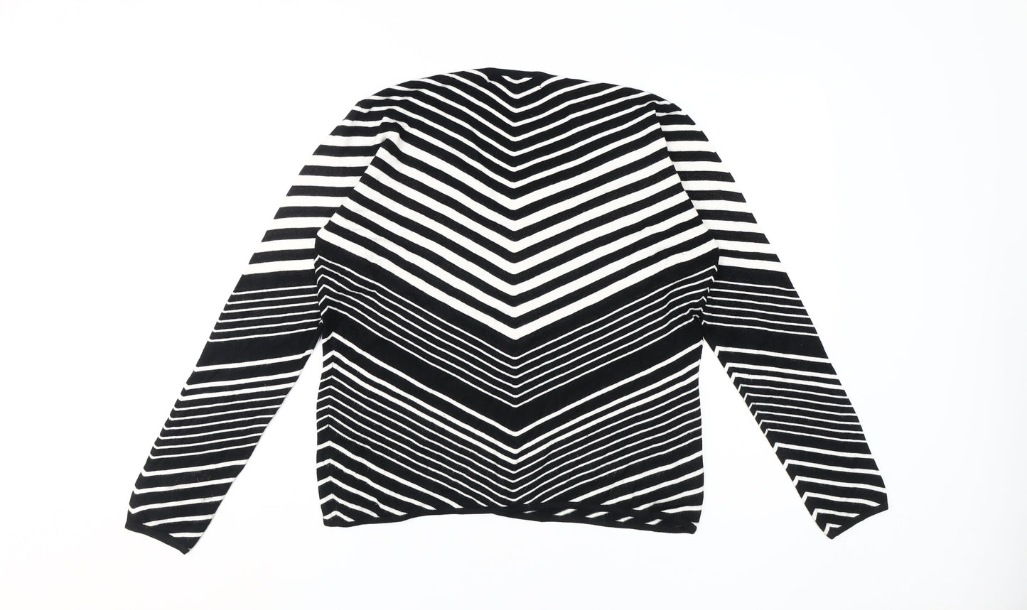 Jasper Conran Women's Black Striped V-Neck Jumper Size L