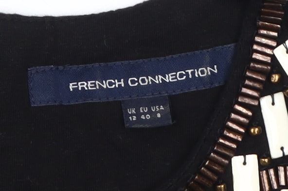French Connection Women's Black Beaded Dress Size 12