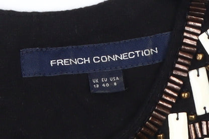 French Connection Women's Black Beaded Dress Size 12