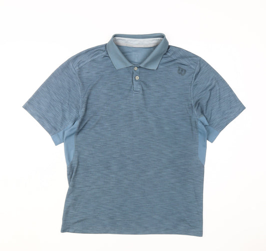 Wilson Men's Blue Polo Shirt M Solid Short Sleeve