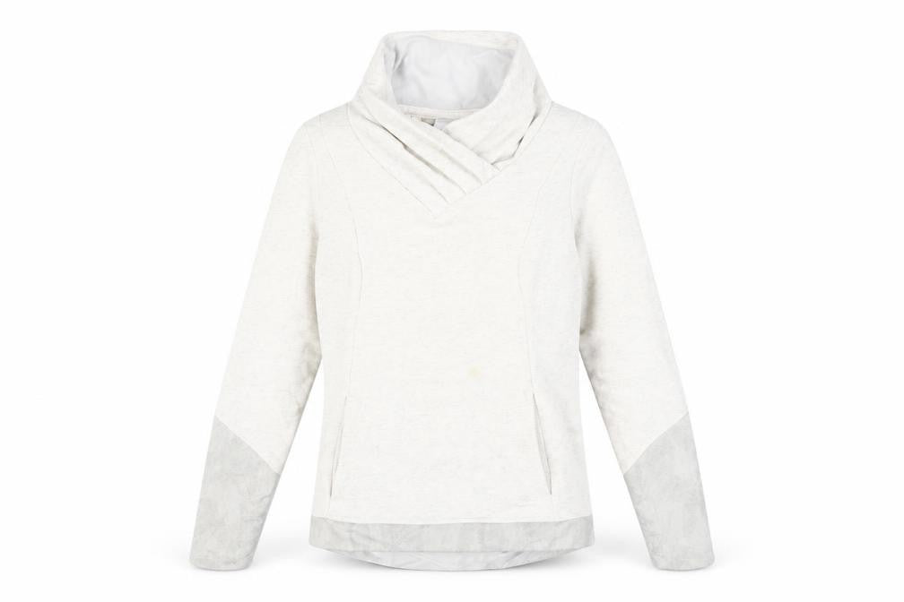 Front view of Decathlon unisex white m cowl neck sweatshirt
