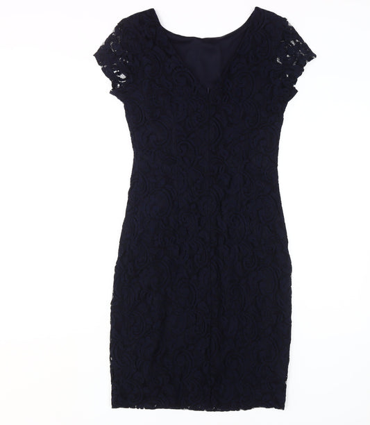 Roman Women's Black Lace Bodycon Dress, Size 10