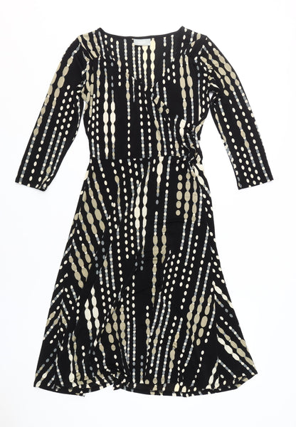 Wallis Women's Black Dress Size 10, 3/4 Sleeve, Polyester Blend