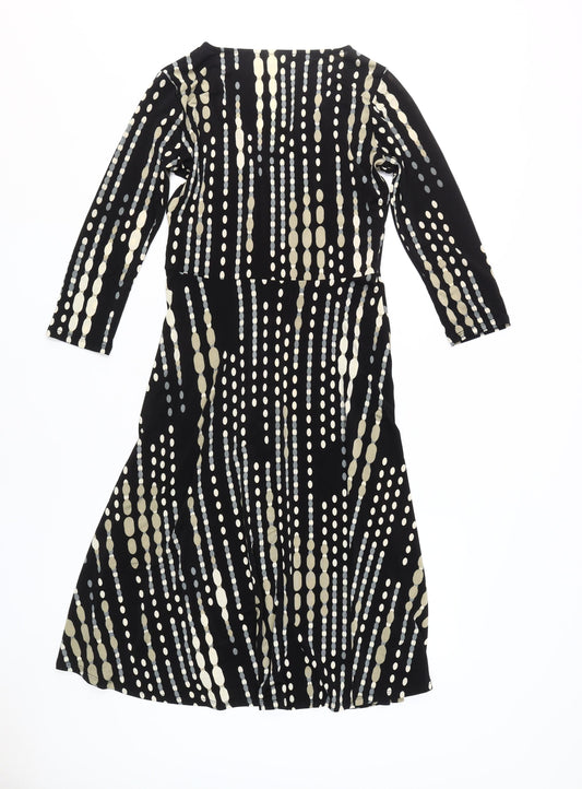Wallis Women's Black Dress Size 10, 3/4 Sleeve, Polyester Blend