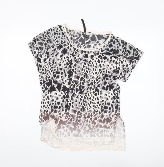 Karen Millen Women's Multicoloured Animal Print Silk T-Shirt