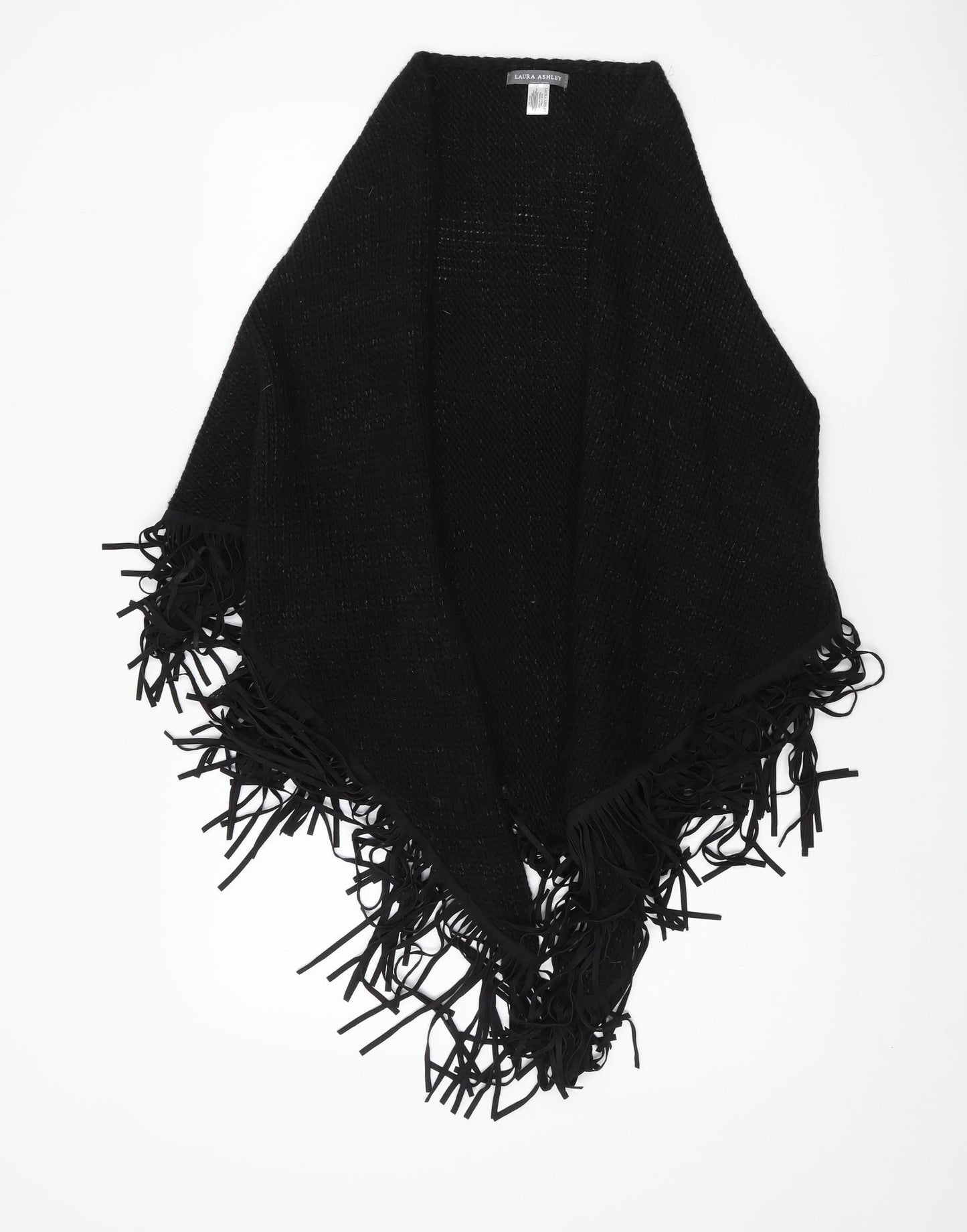 Laura Ashley Women’s Black Wrap Jumper, Fringe Accent