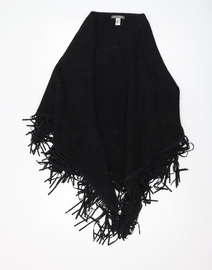 Laura Ashley Women’s Black Wrap Jumper, Fringe Accent