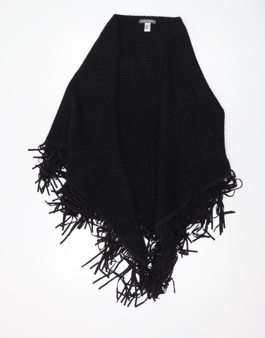 Laura Ashley Women’s Black Wrap Jumper, Fringe Accent