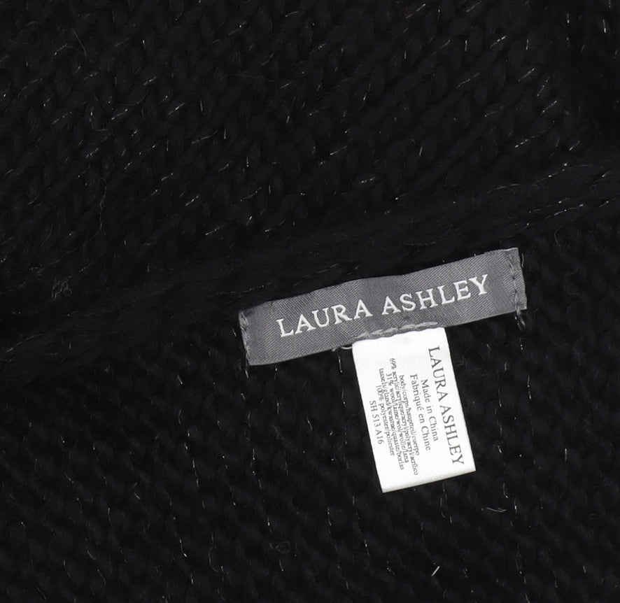 Laura Ashley Women’s Black Wrap Jumper, Fringe Accent