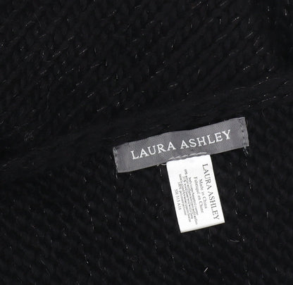 Laura Ashley Women’s Black Wrap Jumper, Fringe Accent