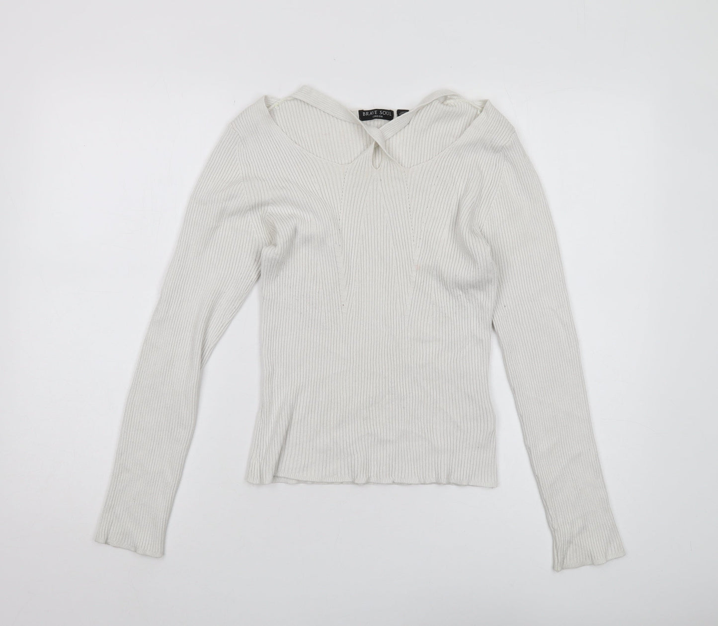 Womens UK Size L Brave Soul White Pullover Jumper