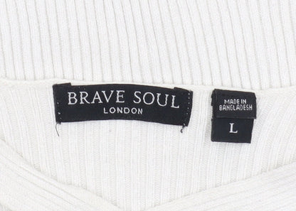 Womens UK Size L Brave Soul White Pullover Jumper